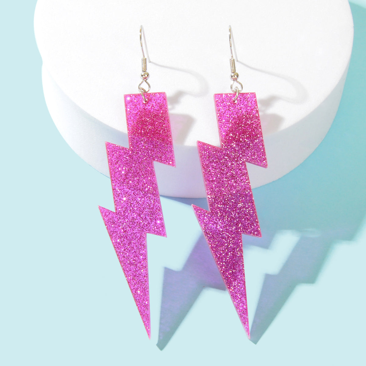 Sparkling Retro Acrylic Lightning Bolt Dangle Earrings