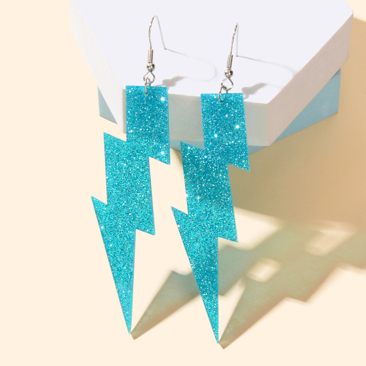 Sparkling Retro Acrylic Lightning Bolt Dangle Earrings