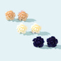 3 Pairs Resin Rose Flower Earrings Ear Stud