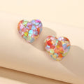Love Heart Handmade Sparkle Glitter Stud Earrings Resin Jewelry