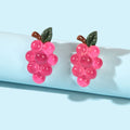 Hotpink Grape Stud Hypoallergenic Resin Earrings