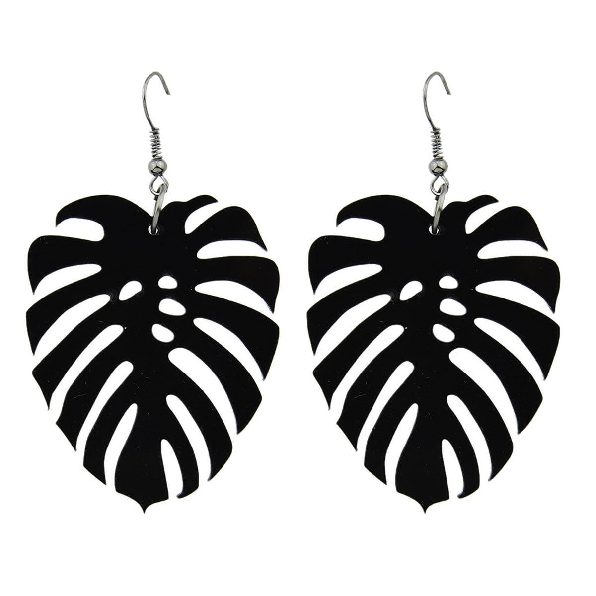 Black Acrylic Leaf Earrings