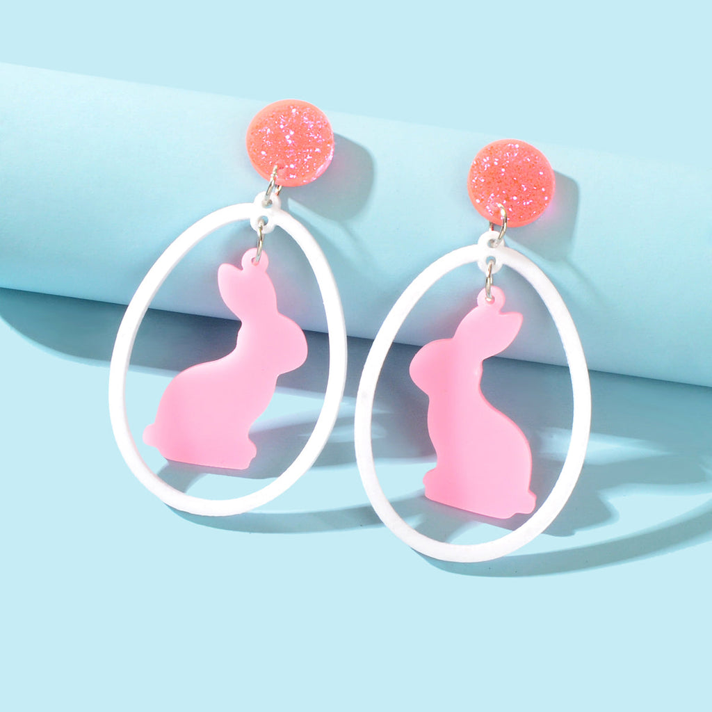 Pink Rabbit Acrylic Earrings