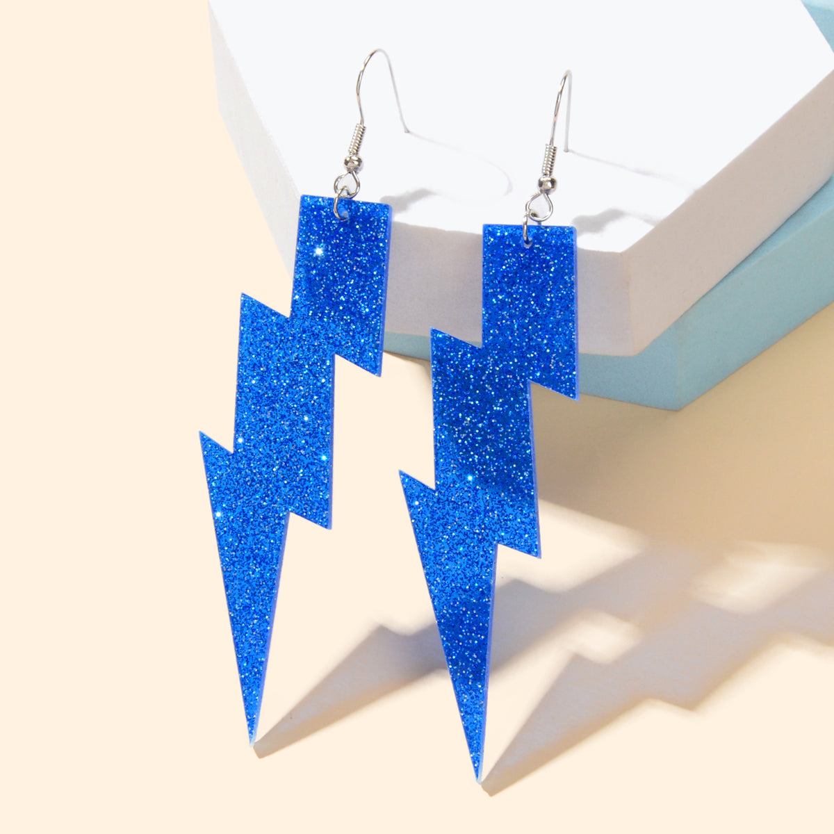 Sparkling Retro Acrylic Lightning Bolt Dangle Earrings