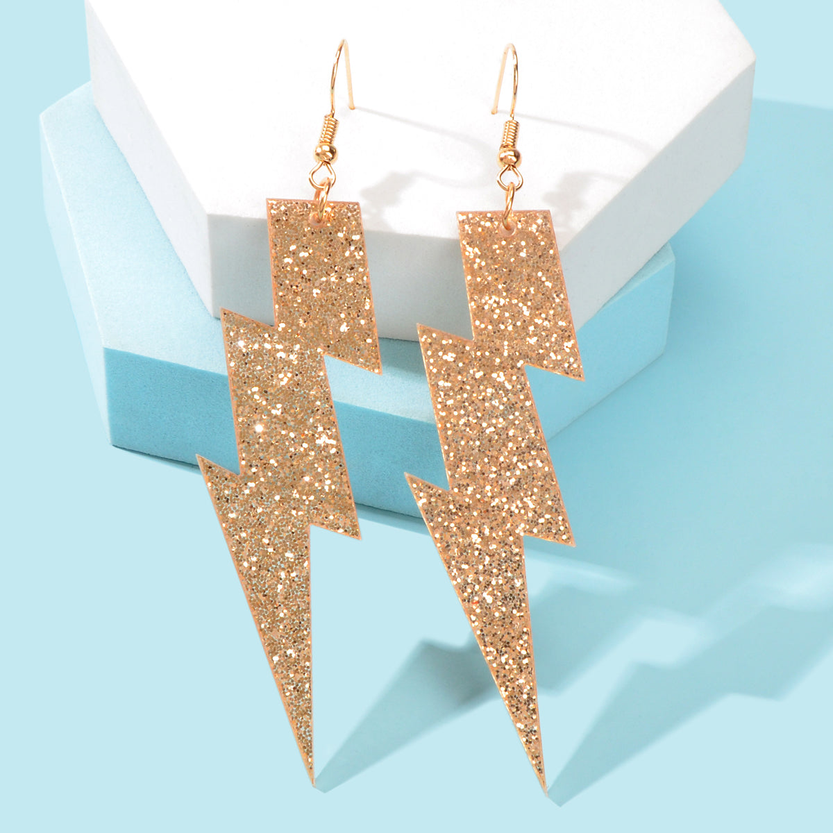 Sparkling Retro Acrylic Lightning Bolt Dangle Earrings