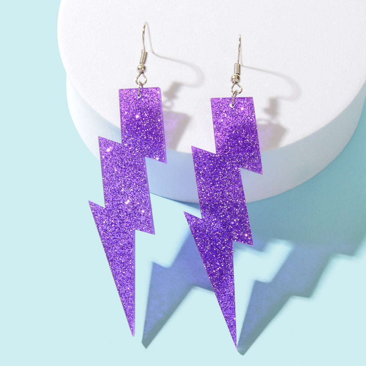 Sparkling Retro Acrylic Lightning Bolt Dangle Earrings