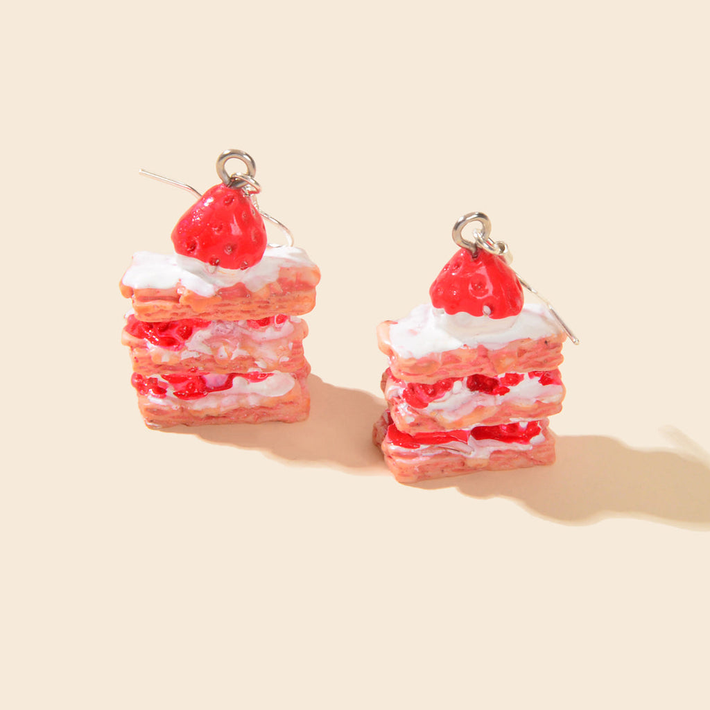 Sweet Pink Strawberry Cake Resin Earrings