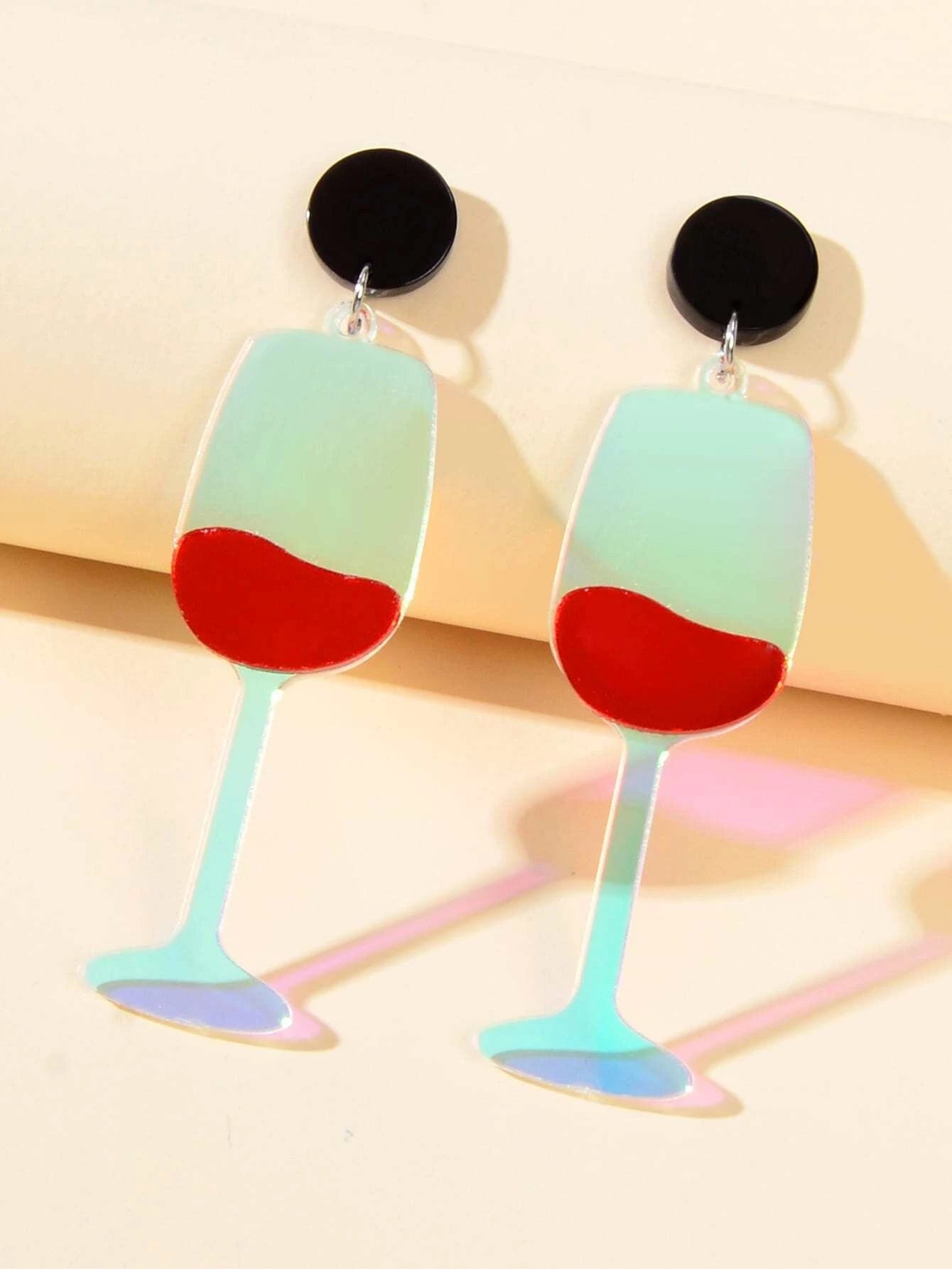 Resin Lightweight Wine Goblet Drop Earrings