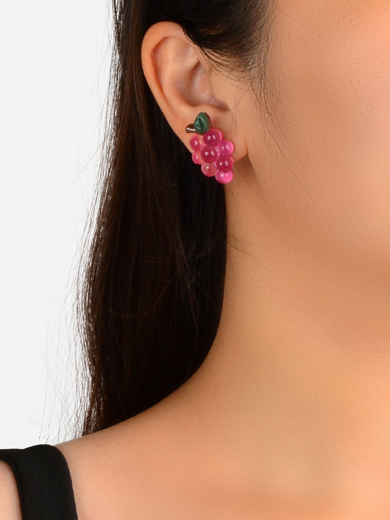 Hotpink Grape Stud Hypoallergenic Resin Earrings