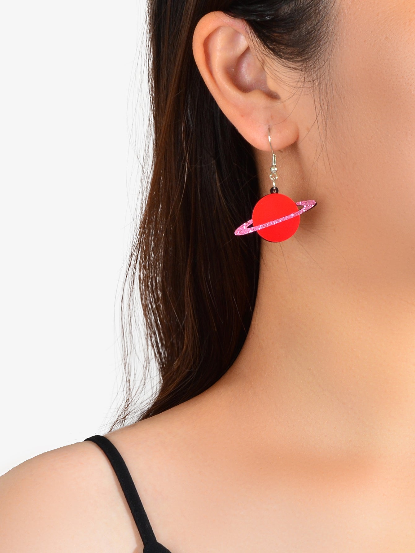 Red Resin Acrylic Planet Earrings