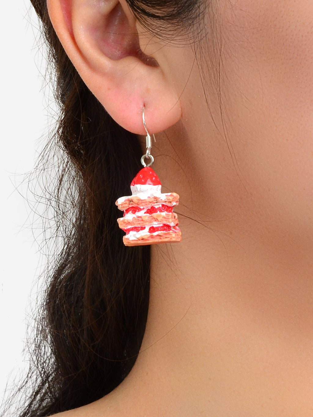 Sweet Pink Strawberry Cake Resin Earrings