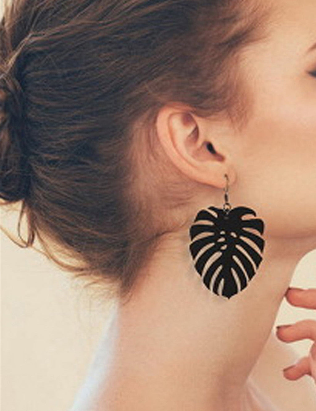 Black Acrylic Leaf Earrings