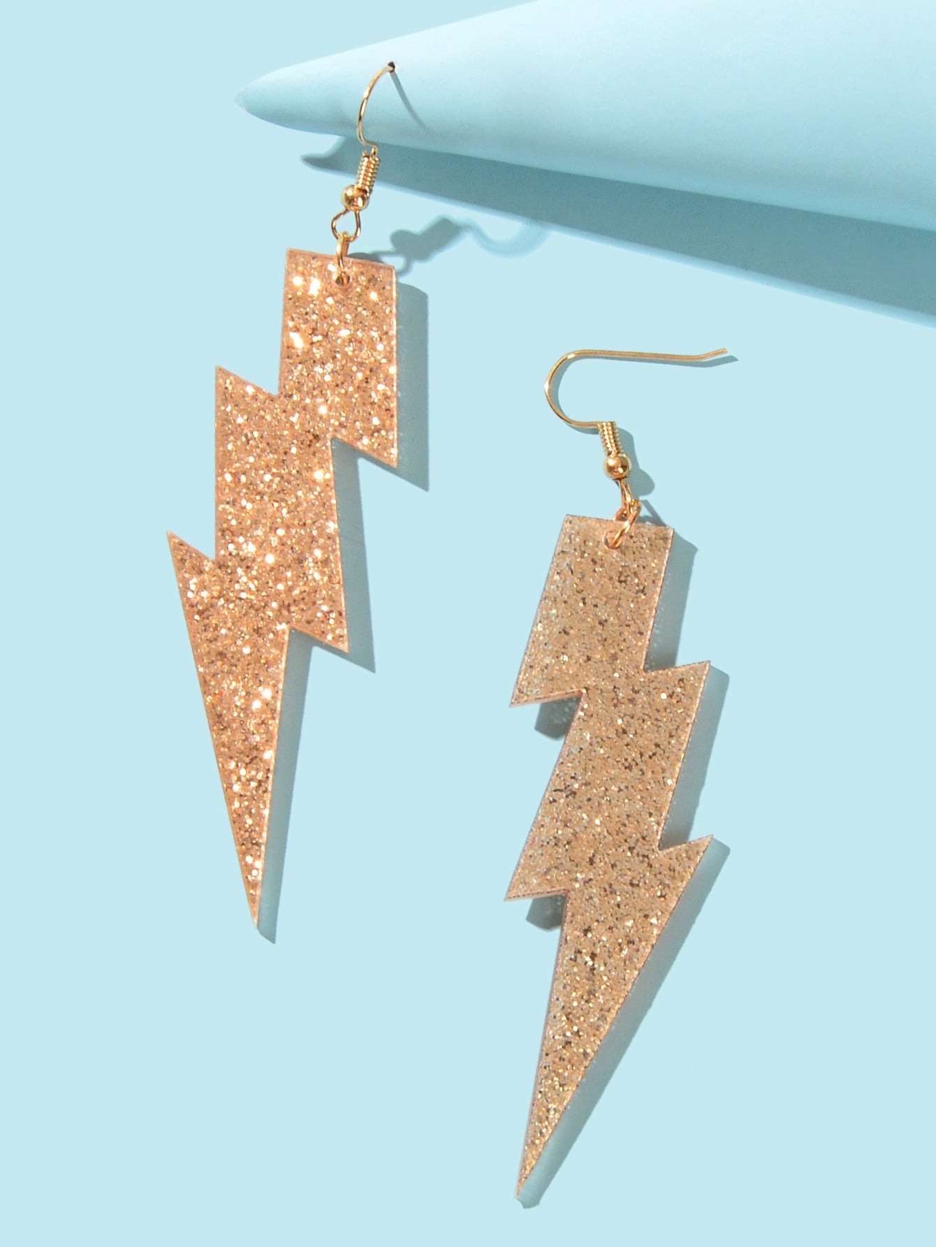 Sparkling Retro Acrylic Lightning Bolt Dangle Earrings