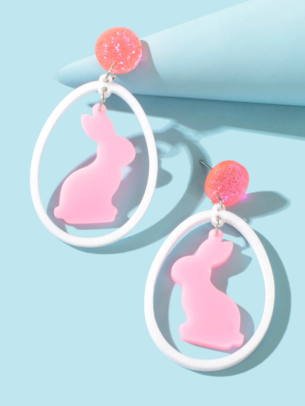 Pink Rabbit Acrylic Earrings