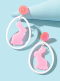 Pink Rabbit Acrylic Earrings