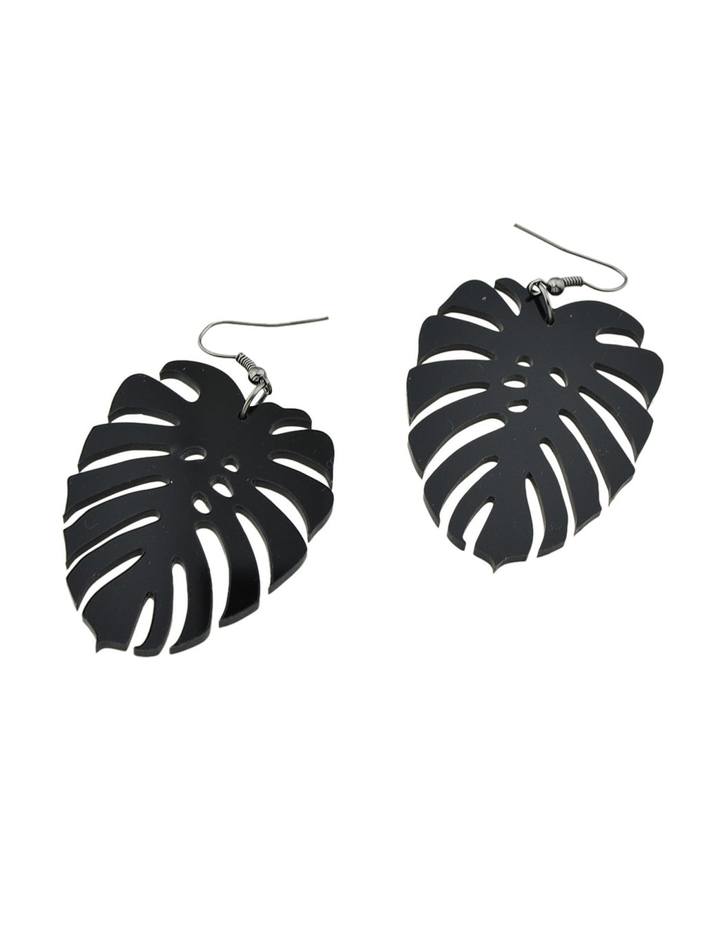 Black Acrylic Leaf Earrings