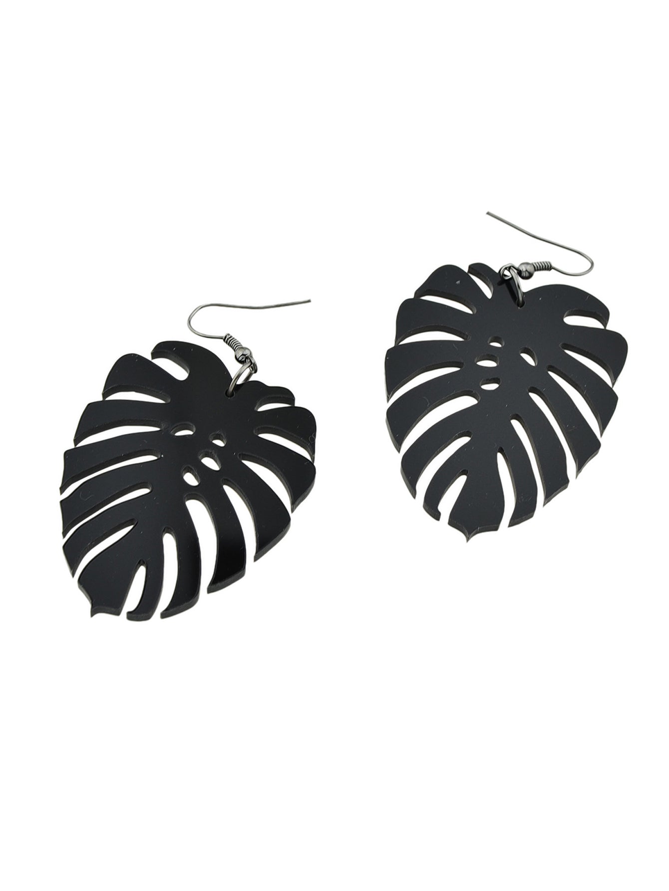 Black Acrylic Leaf Earrings