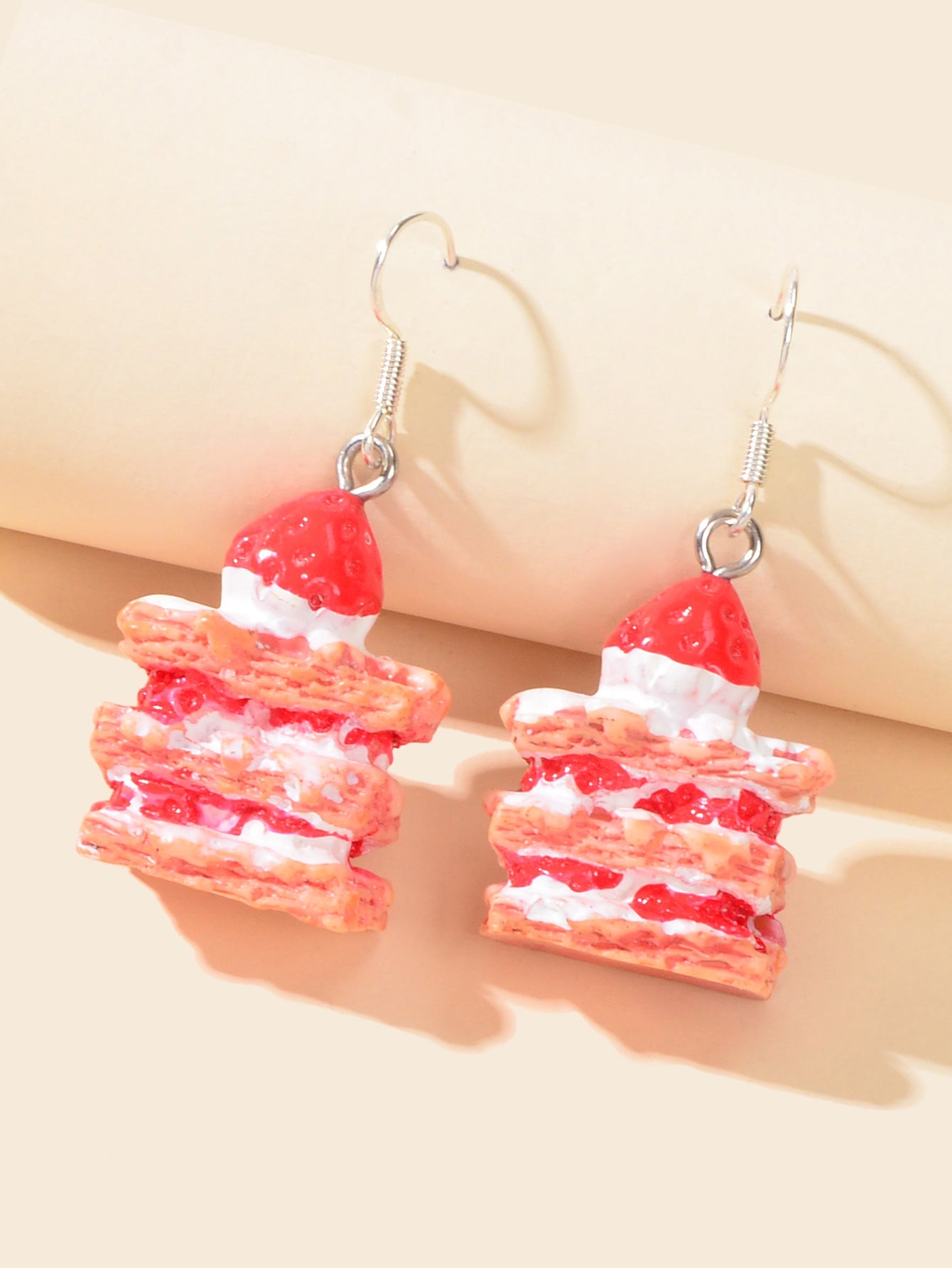 Sweet Pink Strawberry Cake Resin Earrings