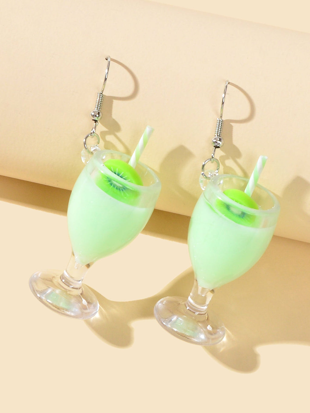 Green Resin Fruit Kiwi Drink Earrings