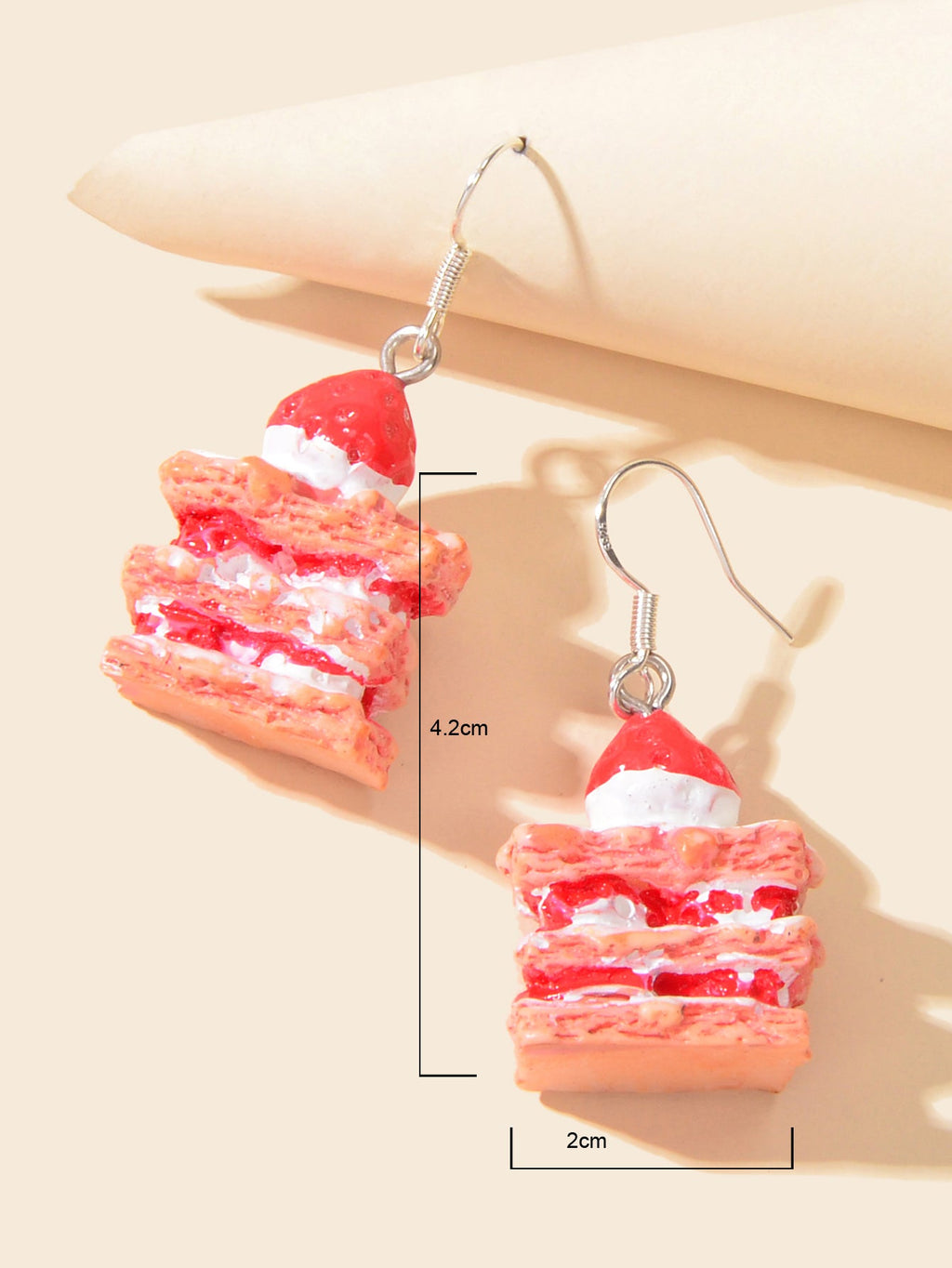 Sweet Pink Strawberry Cake Resin Earrings