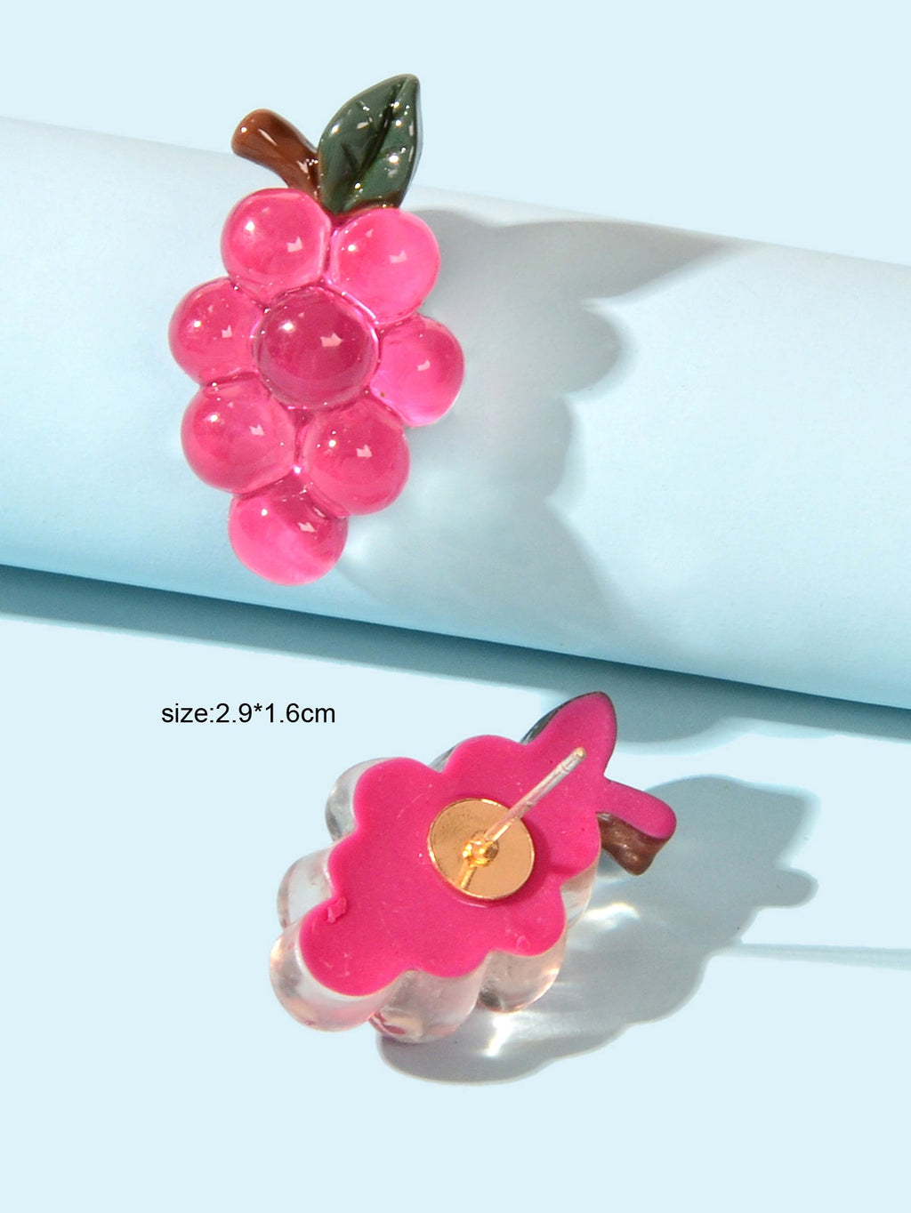 Hotpink Grape Stud Hypoallergenic Resin Earrings