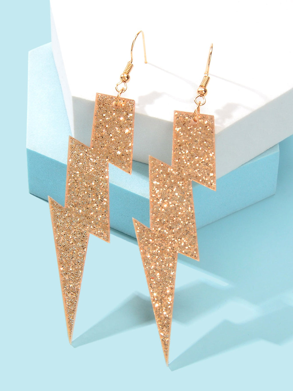 Sparkling Retro Acrylic Lightning Bolt Dangle Earrings