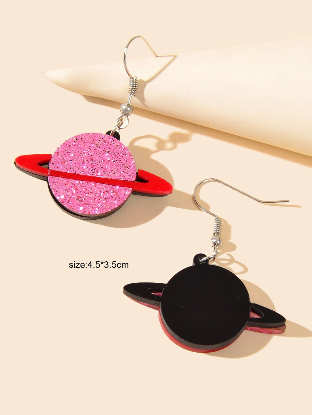 Red Resin Acrylic Planet Earrings