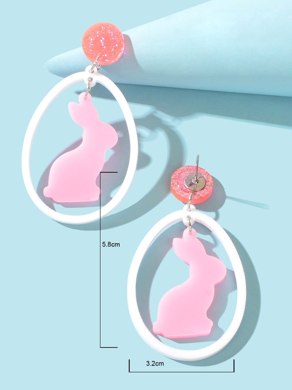 Pink Rabbit Acrylic Earrings