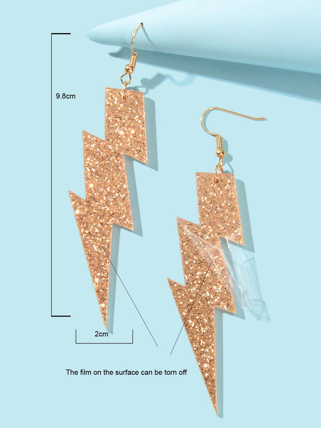 Sparkling Retro Acrylic Lightning Bolt Dangle Earrings