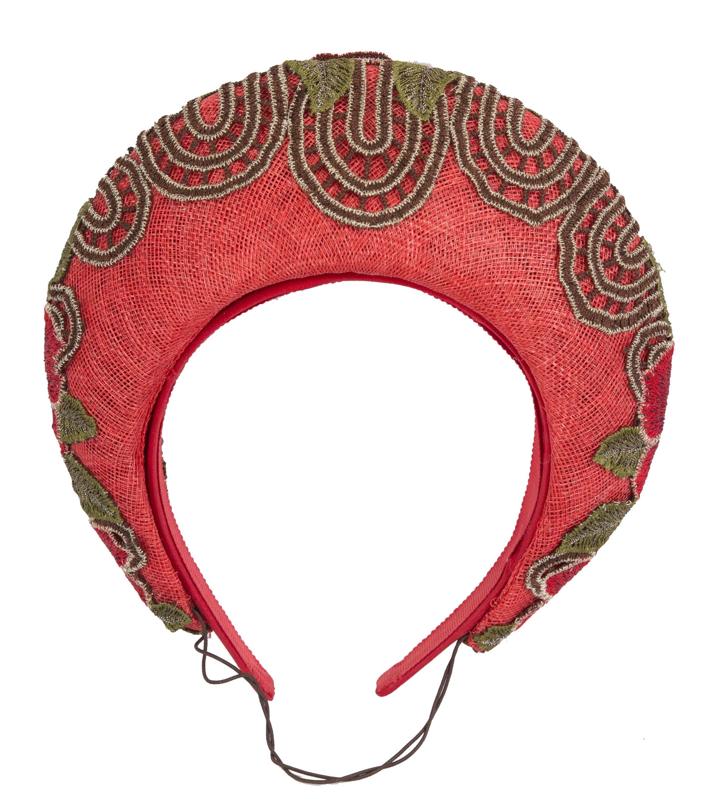 Exclusive red headband by Cupids Millinery