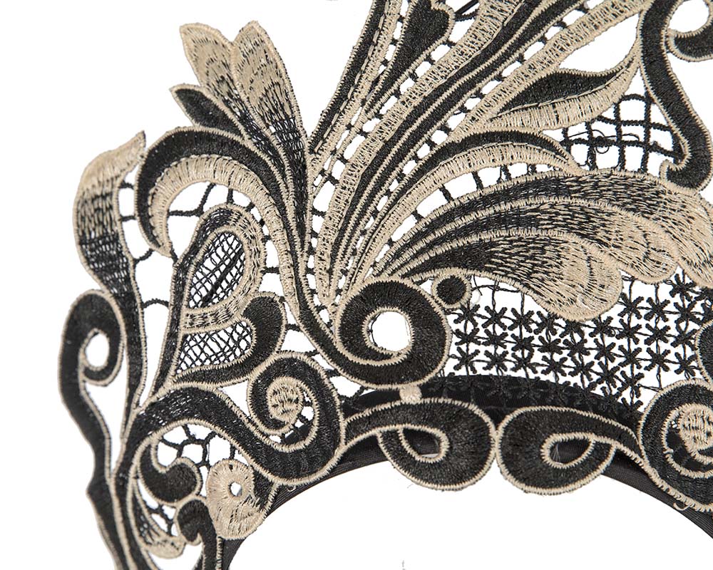 Exclusive Black & Nude Lace Crown Fascinator by Cupids Millinery