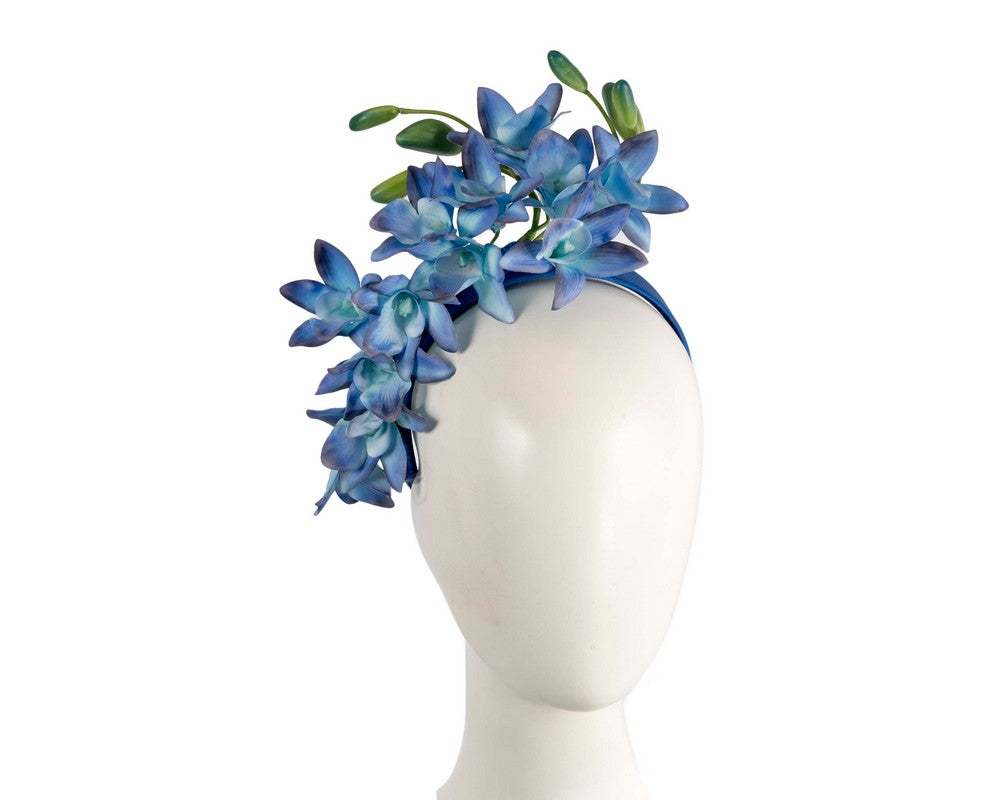 Exclusive blue flower fascinator headband by Cupids Millinery