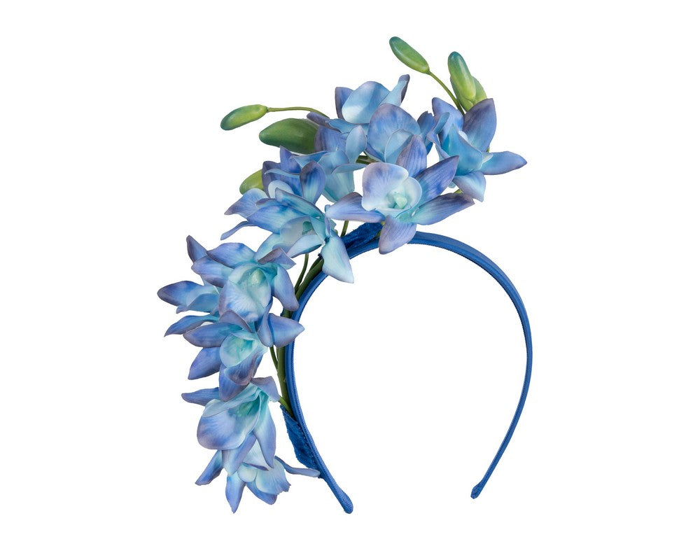 Exclusive blue flower fascinator headband by Cupids Millinery