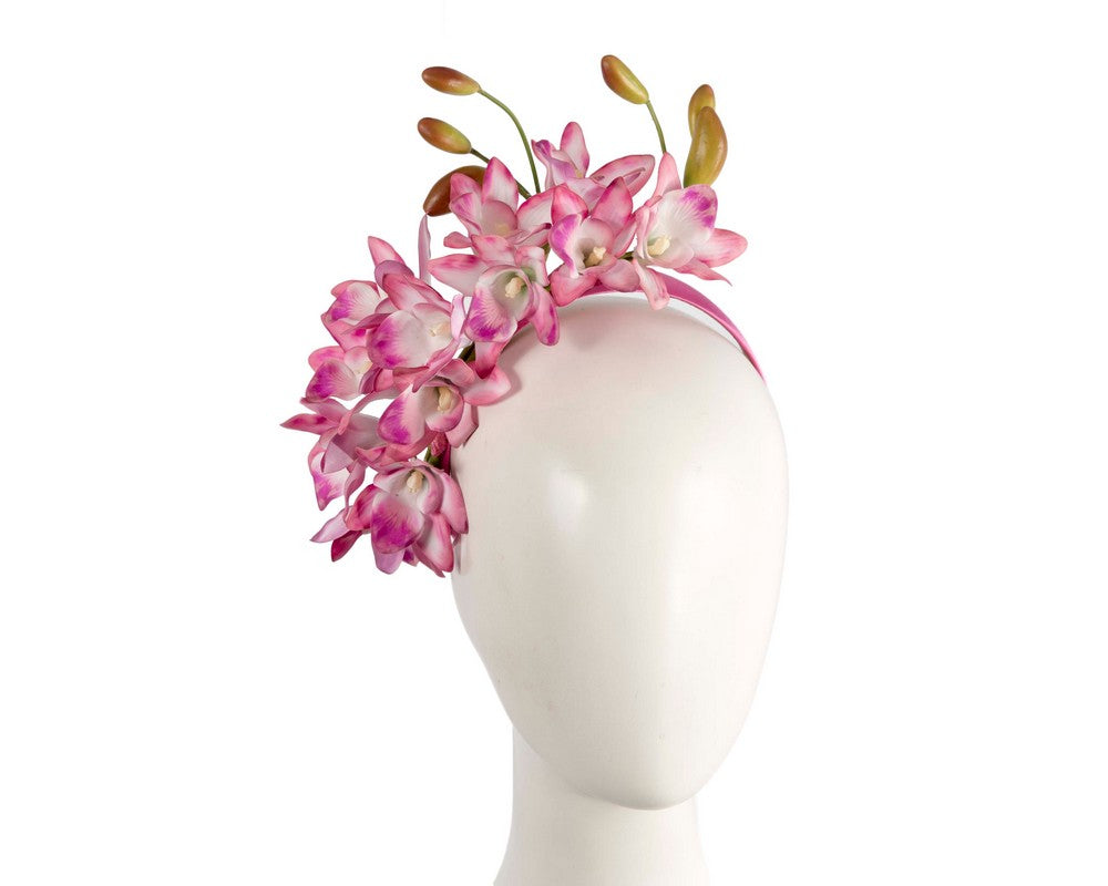 Exclusive pink flower fascinator headband by Cupids Millinery