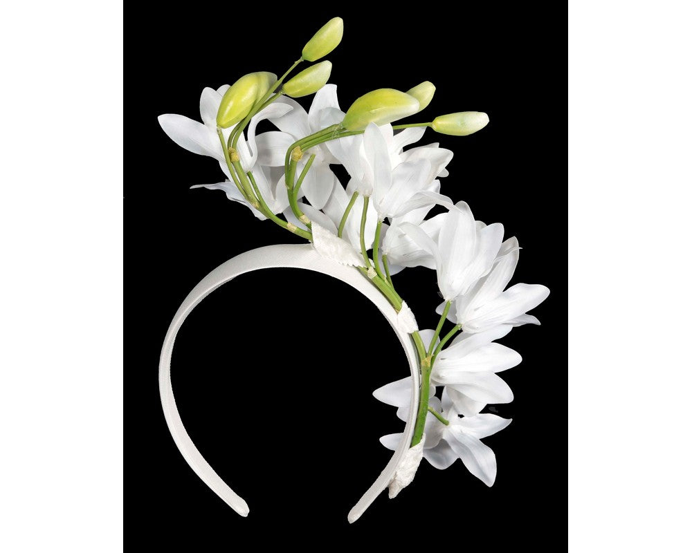 Exclusive white flower fascinator headband by Cupids Millinery