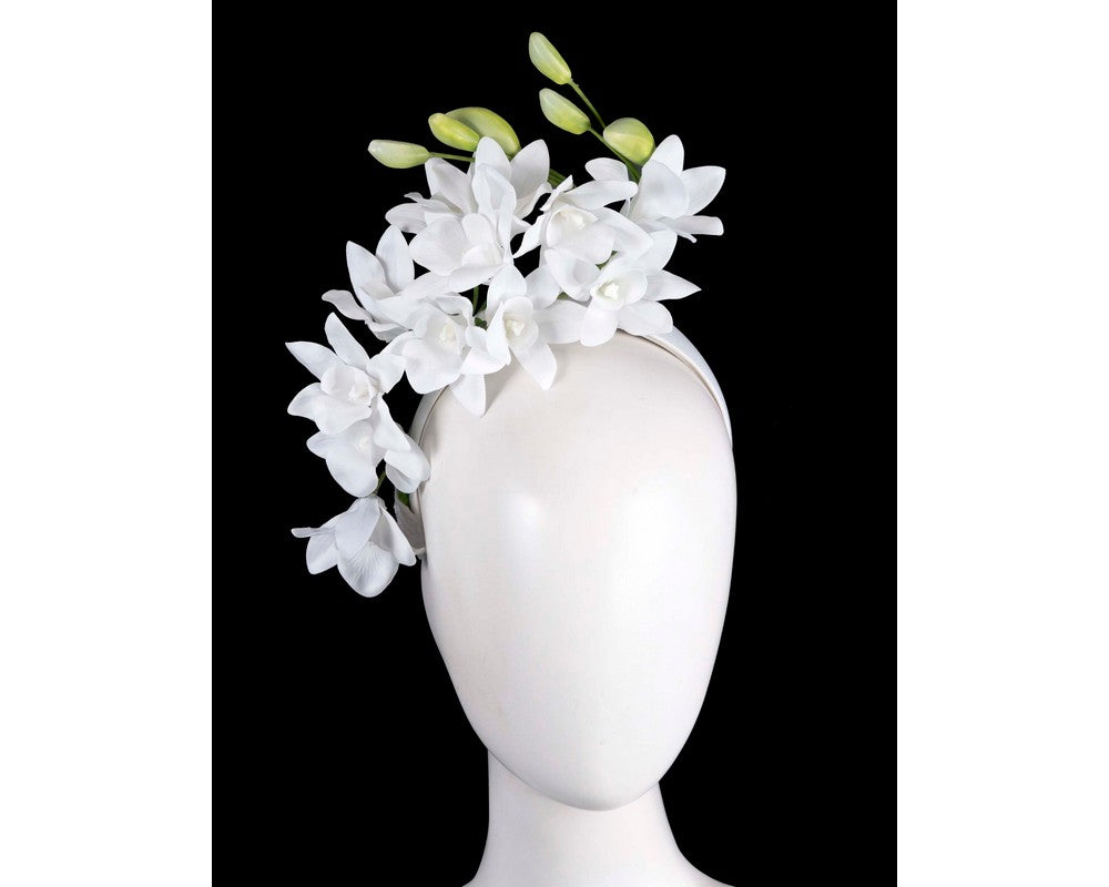 Exclusive white flower fascinator headband by Cupids Millinery