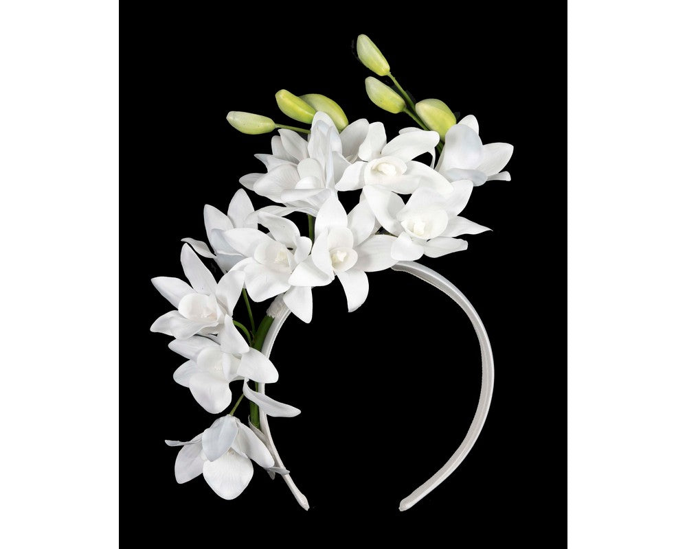 Exclusive white flower fascinator headband by Cupids Millinery