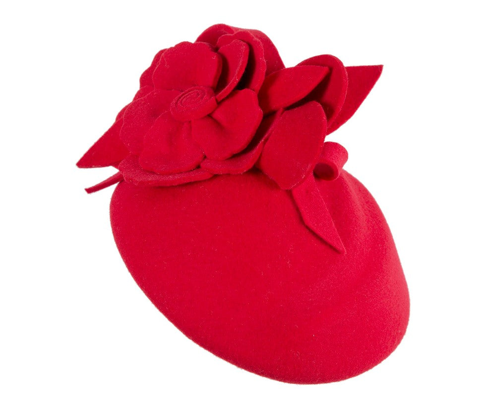 Exclusive red felt pillbox fascinator by Cupids Millinery