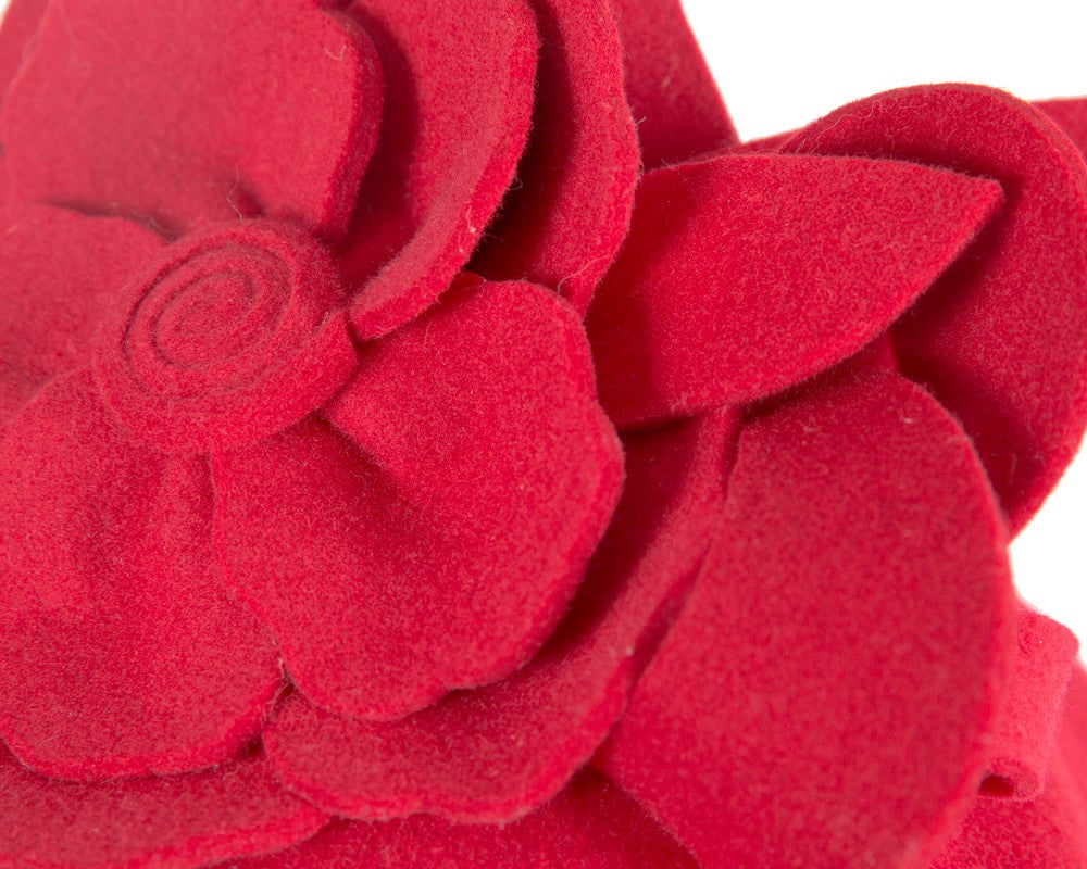 Exclusive red felt pillbox fascinator by Cupids Millinery