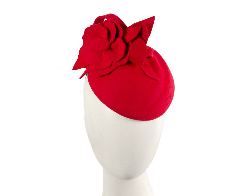 Exclusive red felt pillbox fascinator by Cupids Millinery