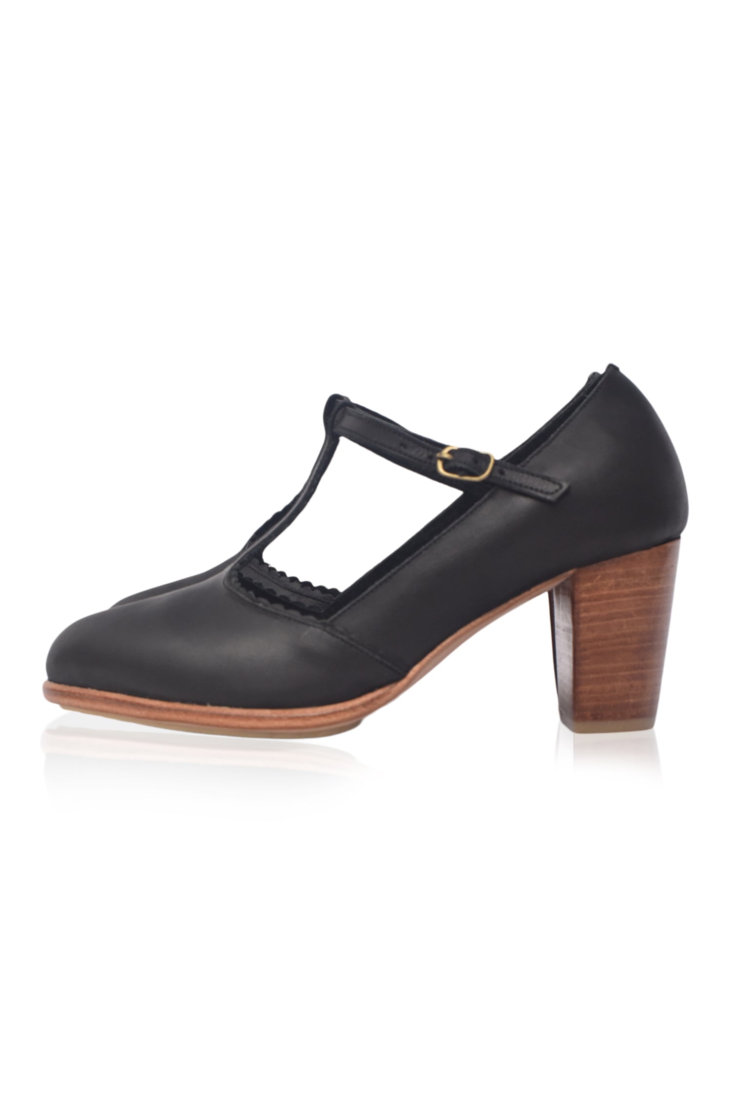 Dawn T-strap Leather Heels