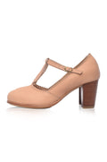 Dawn T-strap Leather Heels