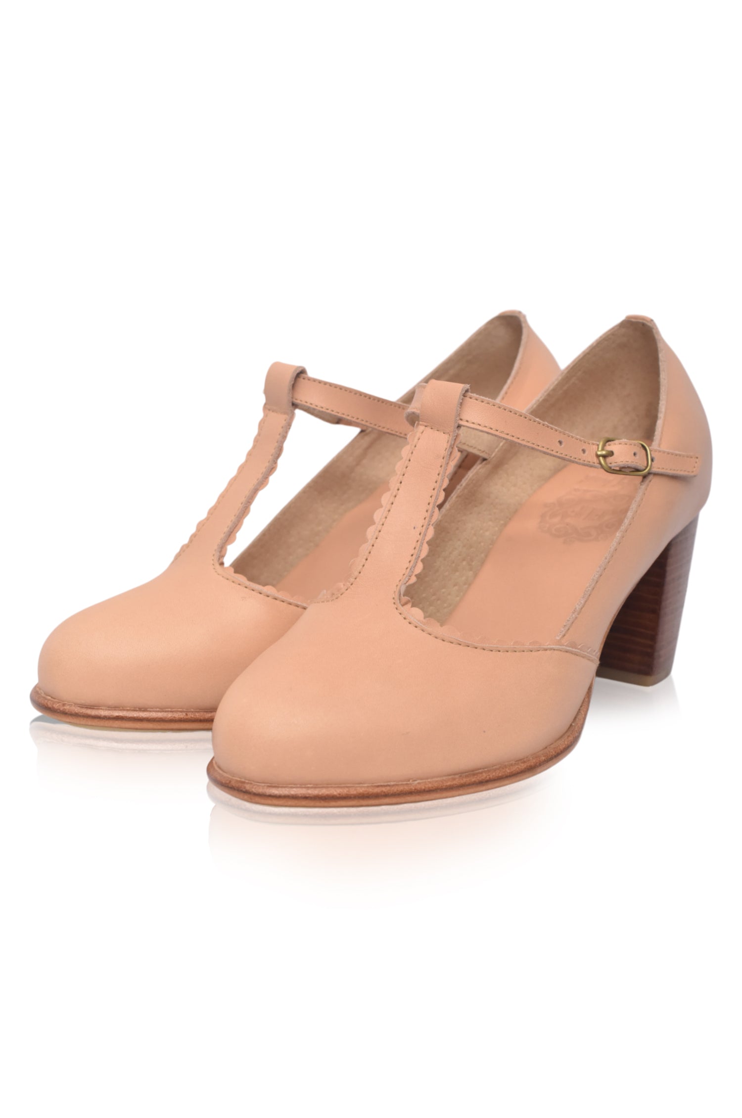 Dawn T-strap Leather Heels