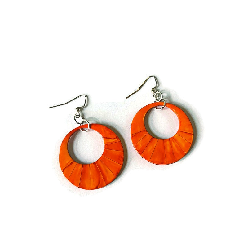 Yellow Hoop Statement Earrings Handmade- "Mandi"