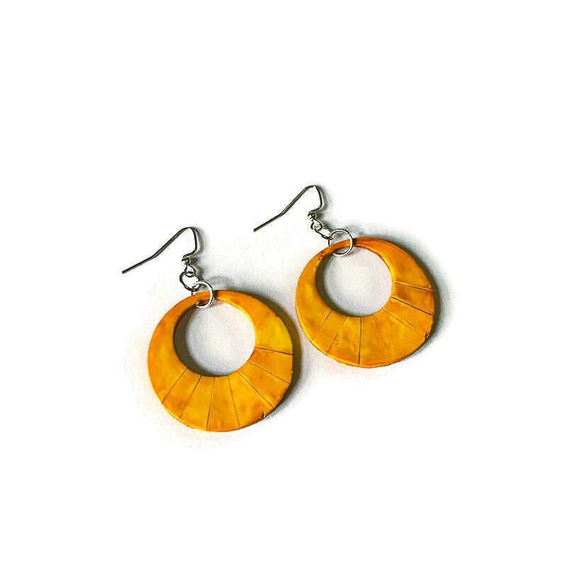 Orange Hoop Earrings Handmade- "Mandi"