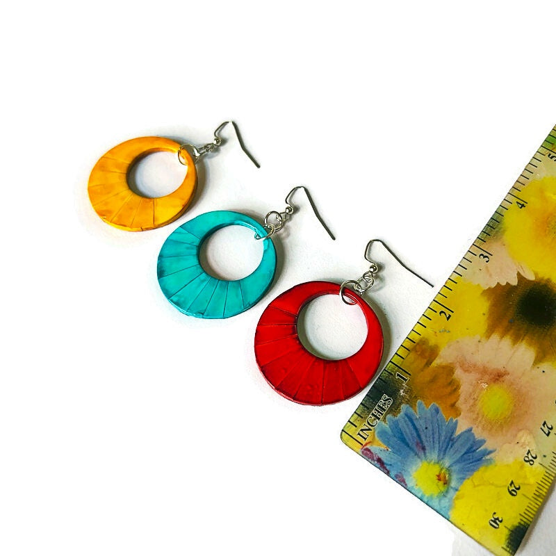 Yellow Hoop Statement Earrings Handmade- "Mandi"