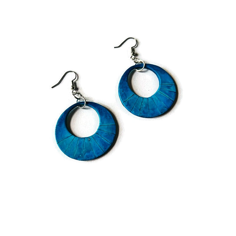 Yellow Hoop Statement Earrings Handmade- "Mandi"