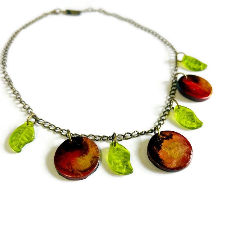 Handmade Autumn Leaf Charm Necklace Handmade