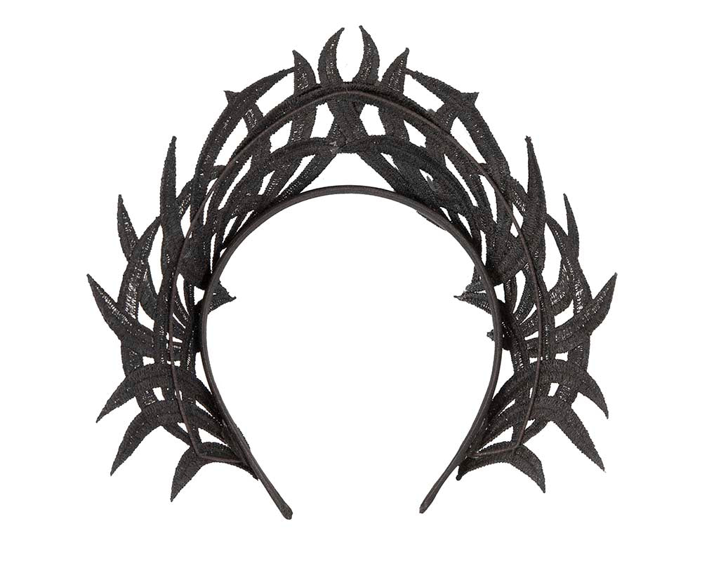 Black lace crown fascinator by Max Alexander