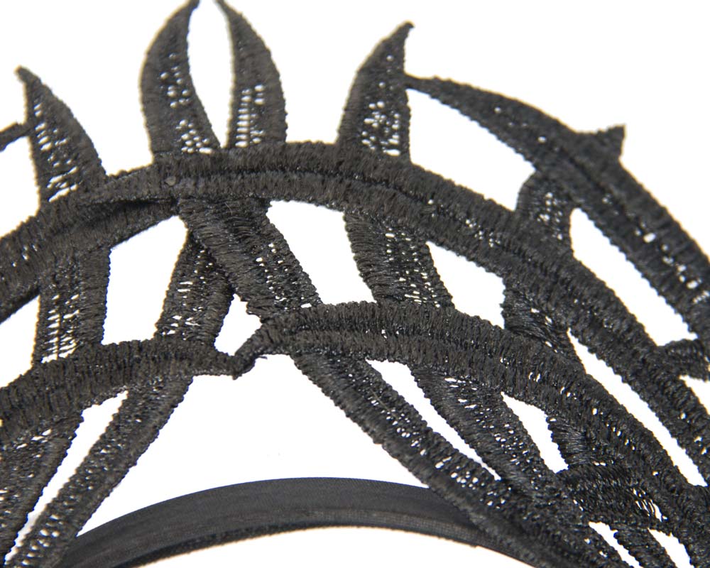 Black lace crown fascinator by Max Alexander
